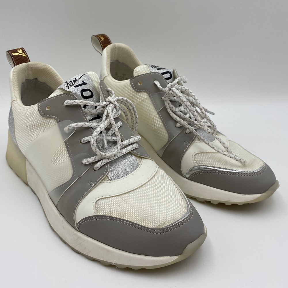 Sam Edelman Darsie Chunky White & Silver Glitter Sneakers